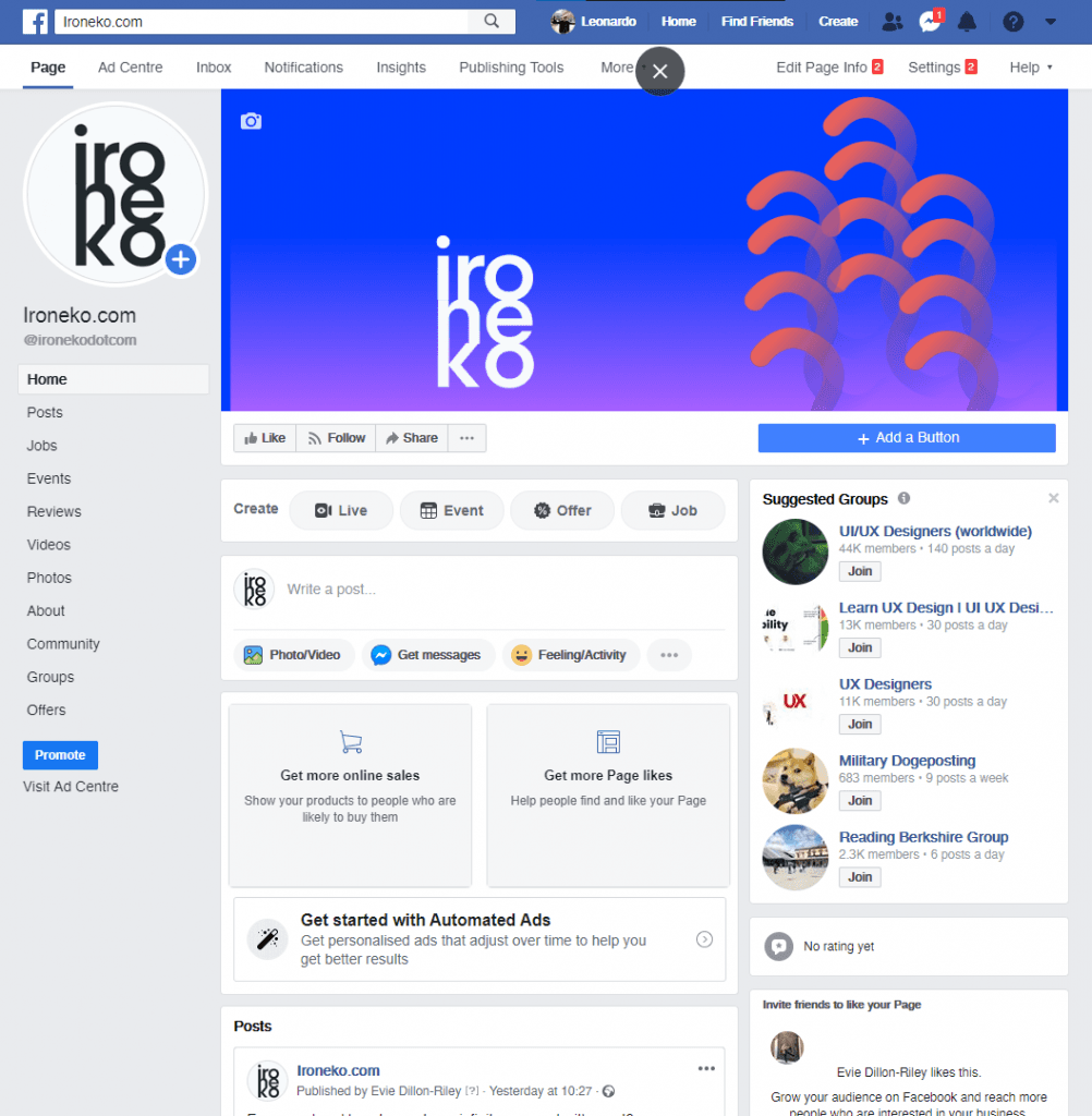 facebook old page design