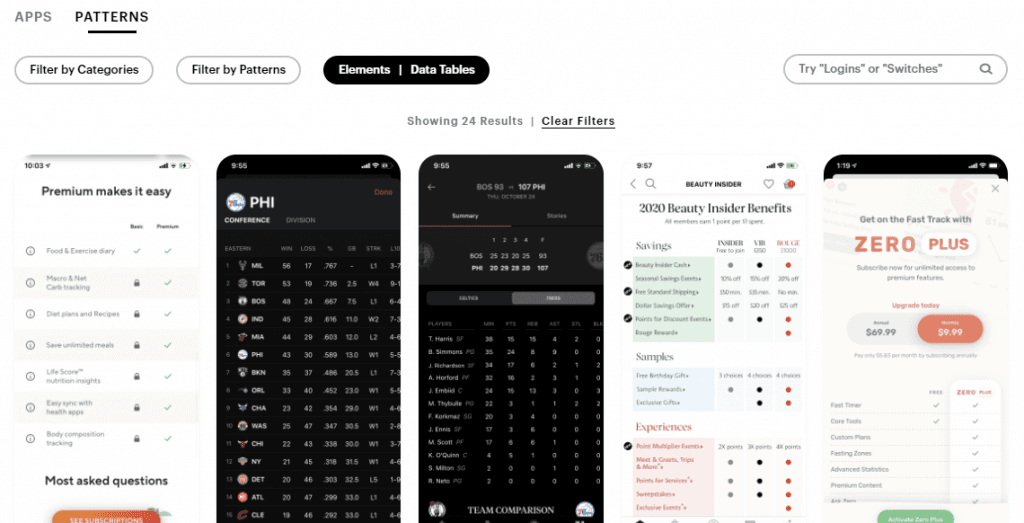 Mobbin's UI pattern lookup makes it easy to find app design inspiration